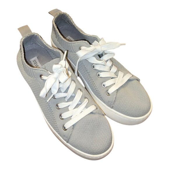 STEVE MADDEN Grey Knit Platform Bardo Sneakers sz8 - Picture 3 of 5